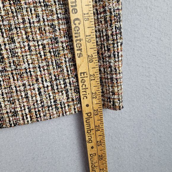 Etcetera Womens Size 6 Crosshatch Tweed Pencil Skirt Black Brown Office Academia - Picture 3 of 11